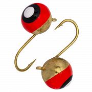 Дробинка с ушком d 5,0 мм, вес 1,21 гр, золото с красно-черно-белым глазком /10 шт/